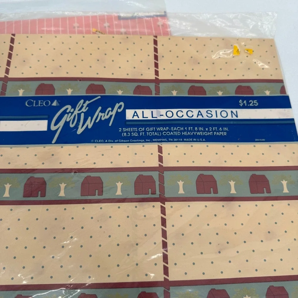 Cleo Gift Wrap Wrapping Paper Sheets Floral & House Country Core VTG Ephemera